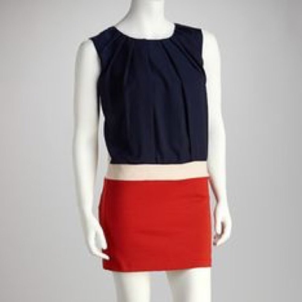 THML Navy Orange Color Block Dress Size Small